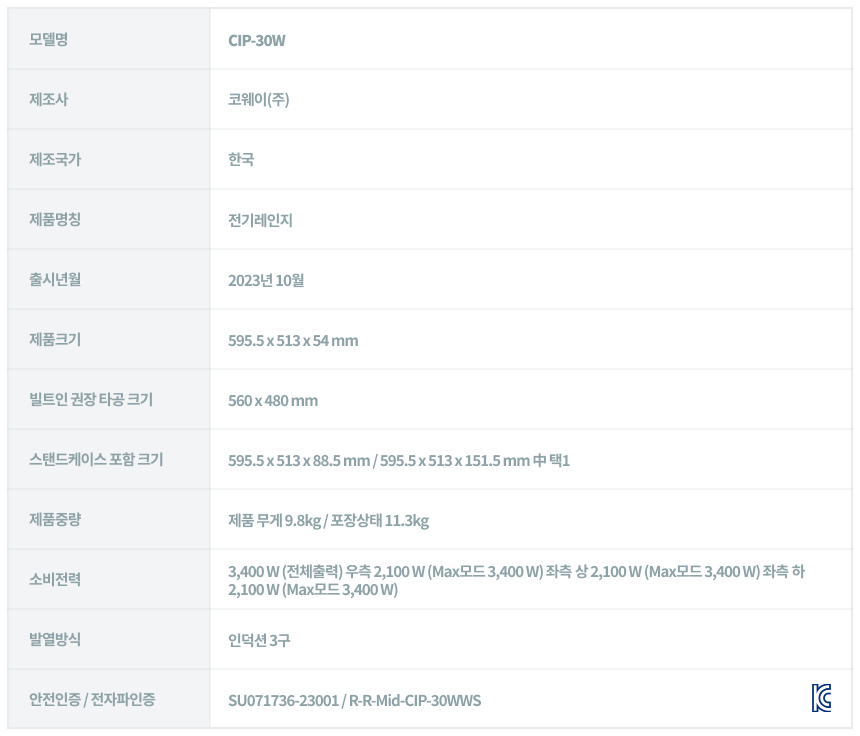 코웨이 CIP-30W 코웨이 W 인덕션 상세이미지 19