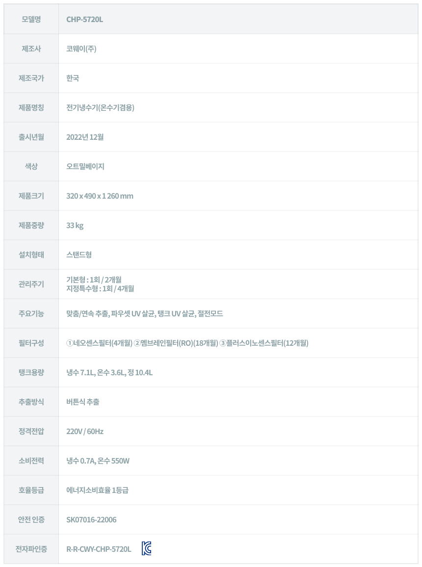 CHP-5720L_코웨이 프라임 스탠드_19번째 상세정보 코웨이 CHP-5720L 코웨이 프라임 스탠드 상세이미지 19