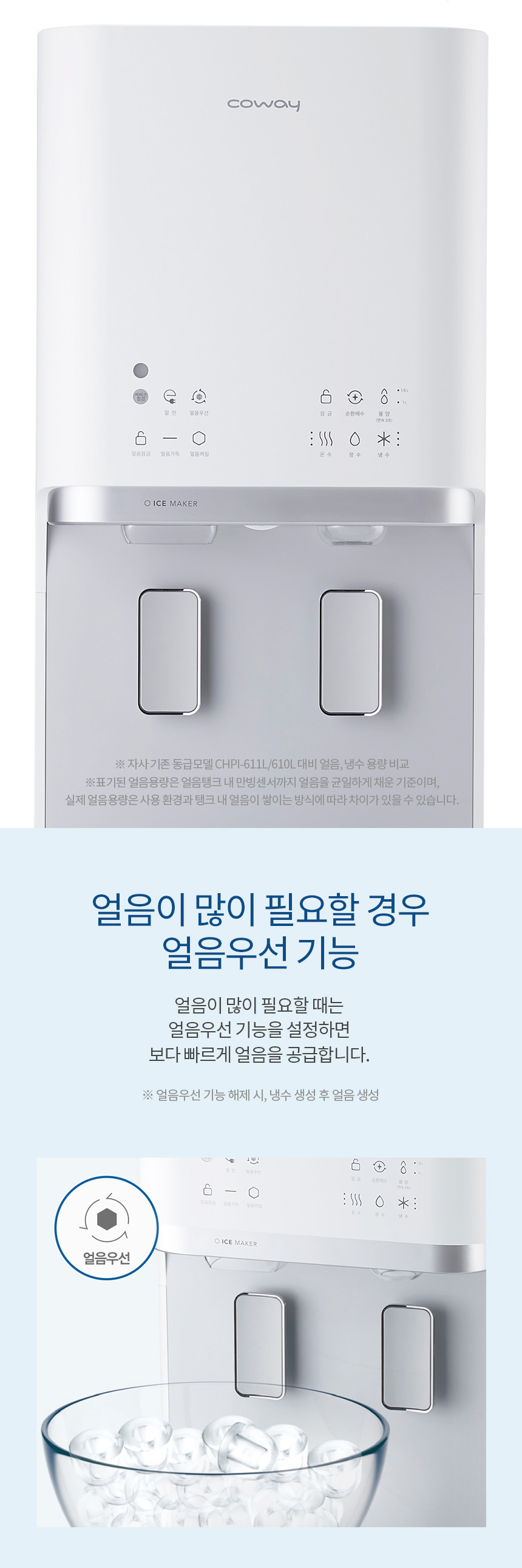 CHPI-5801L_코웨이 아이스 스탠드 정수기_1번째 상세정보 코웨이 CHPI-5801L 코웨이 아이스 스탠드 정수기 상세이미지 2