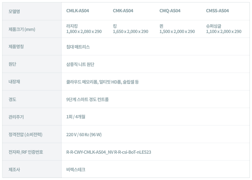 코웨이 CMSS-AS04 코웨이 비렉스 스마트 매트리스 S6 상세이미지 24