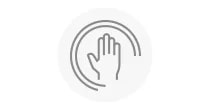 손바닥이 위로 향한 손 모양의 아이콘이 원 안에 그려져 있습니다. 배경은 흰색입니다.
